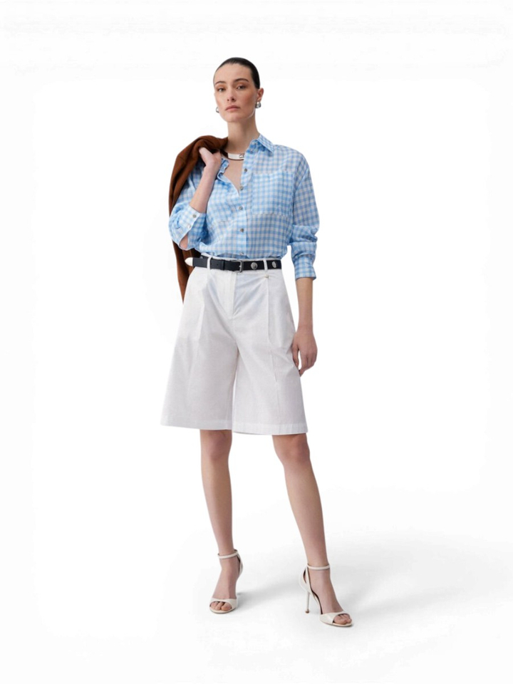 Blauwe blouse met ruitjespatroon Liu Jo 