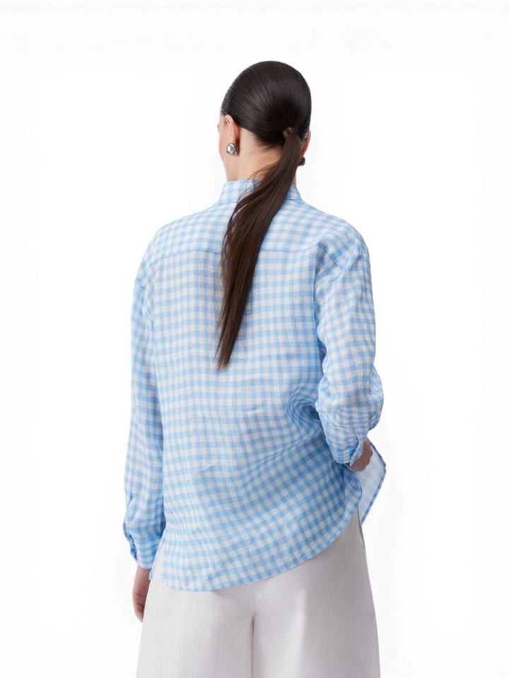 Blauwe blouse met ruitjespatroon Liu Jo 