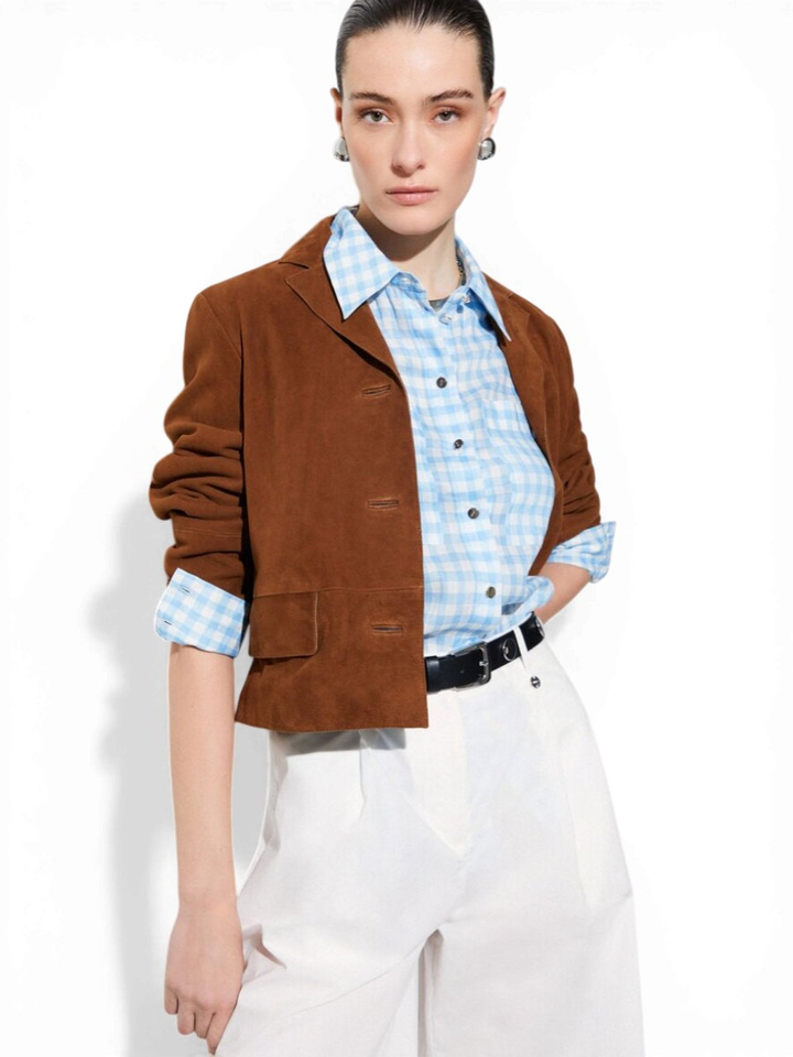 Blauwe blouse met ruitjespatroon Liu Jo 