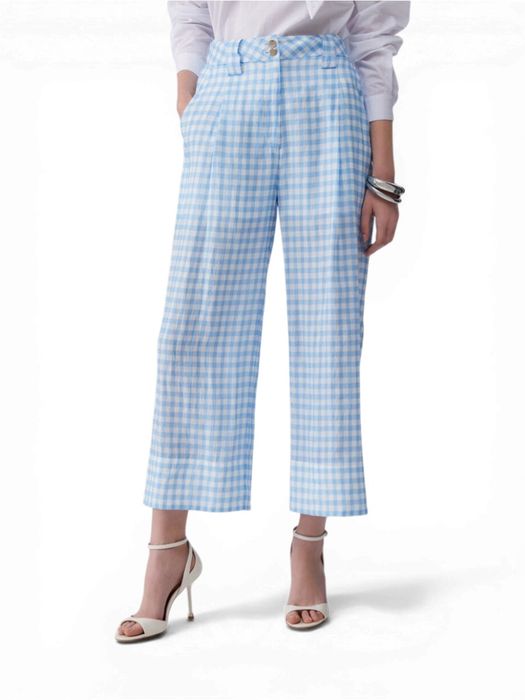 Blauwe broek met ruitjespatroon Liu Jo