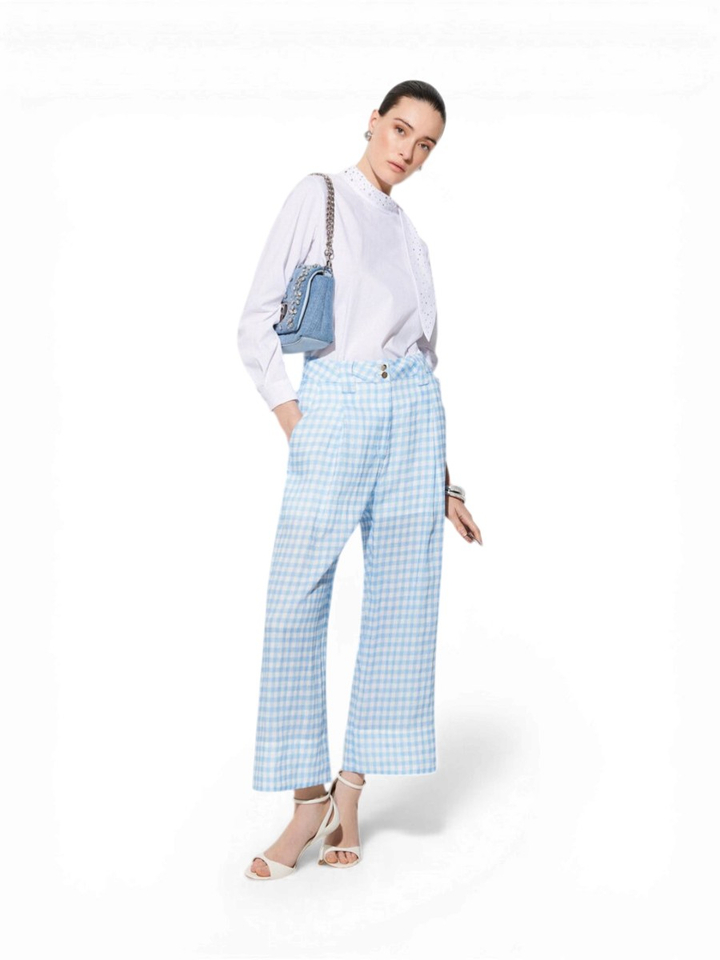 Blauwe broek met ruitjespatroon Liu Jo