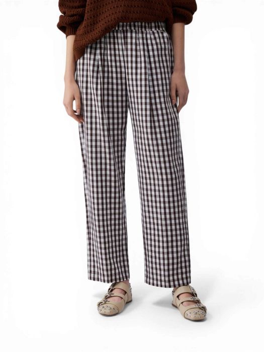 Bruine vichy-broek van gemengd linnen Liu Jo