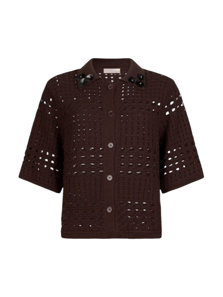 Bruine gehaakte cardigan 