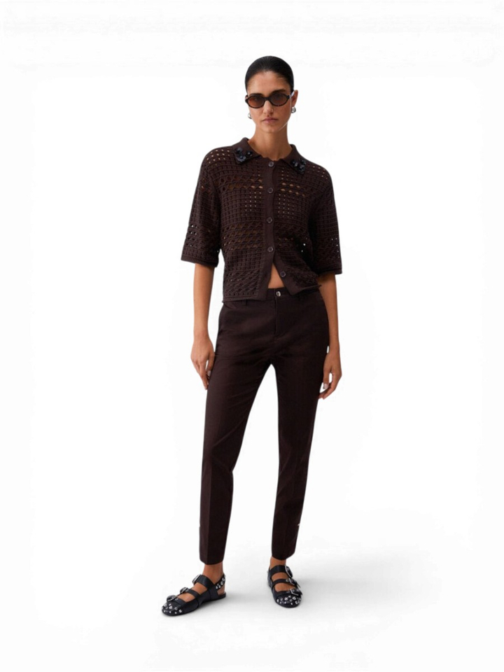 Bruine gehaakte cardigan 