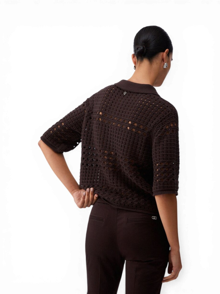 Bruine gehaakte cardigan 