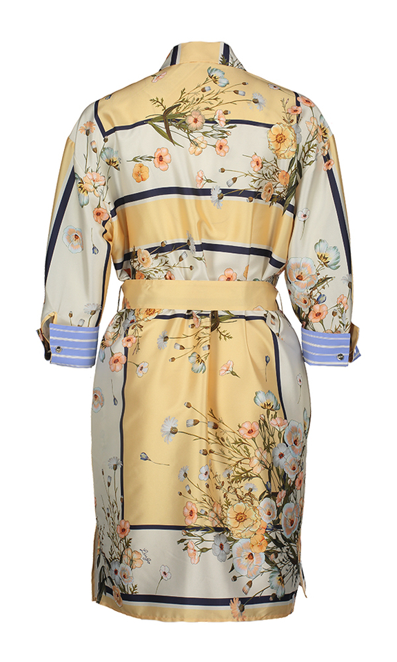 Beige jurk bloemenprint met streep detail Liu Jo 