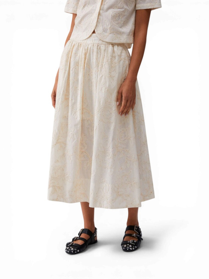Ecru rok met bloemen structuur en pailletten Liu Jo