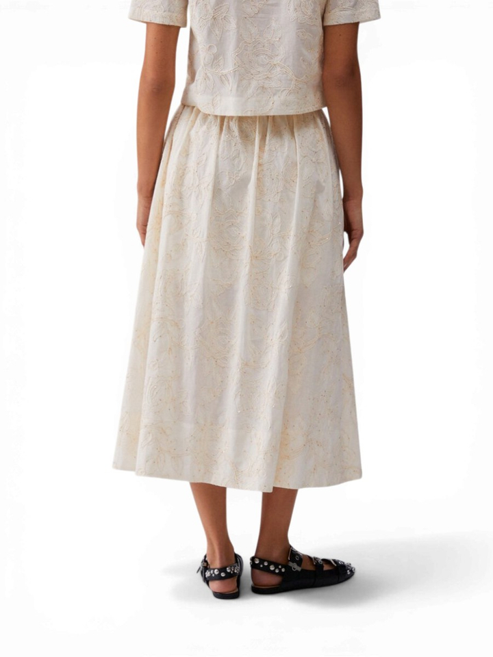 Ecru rok met bloemen structuur en pailletten Liu Jo