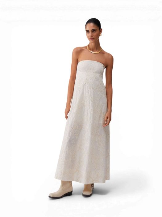 Ecru lange jurk met borduurwerk Liu Jo