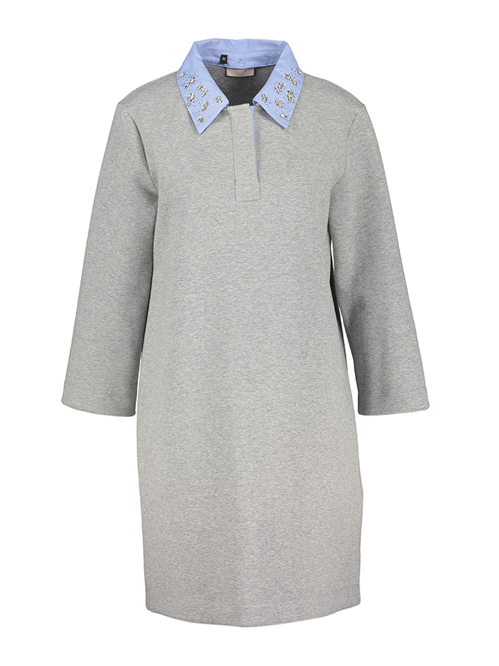 Grijze sweaterjurk met polokraag en strass detail Liu Jo 