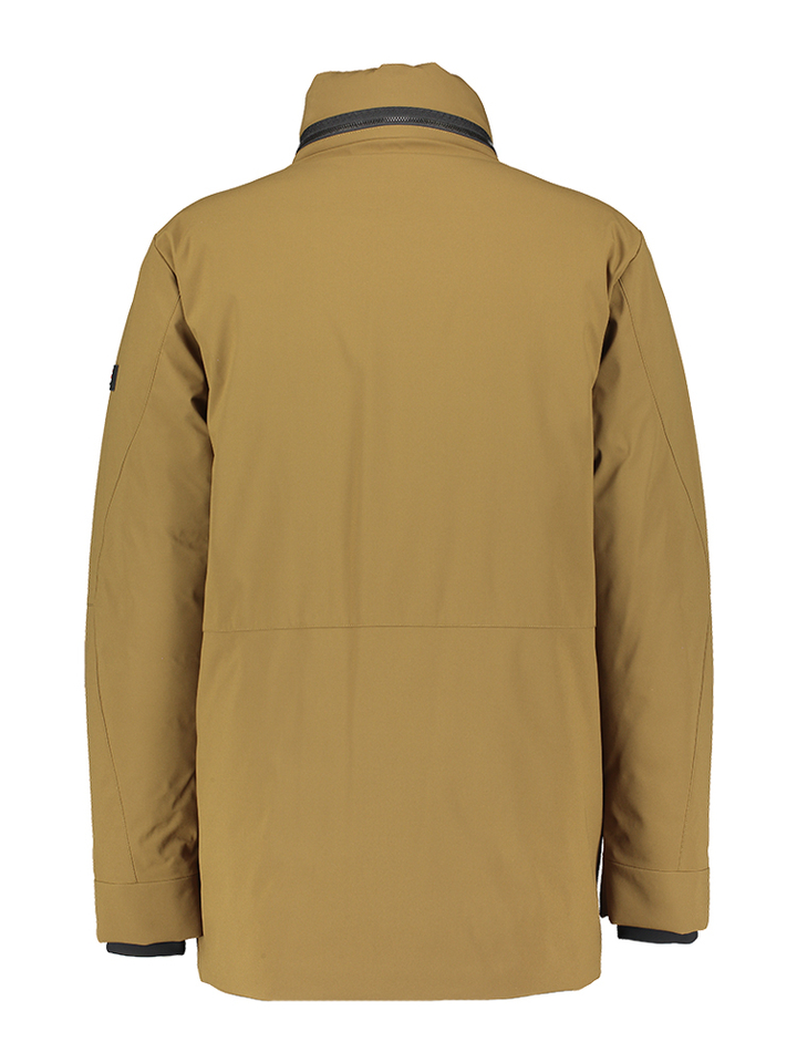 Lichtbruine halflange wind en waterdichte  jas met rits en kap in de kraag Peuterey