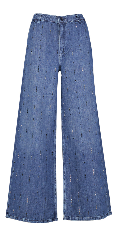 Blauwe loose fit jeans met steentjes Liu Jo