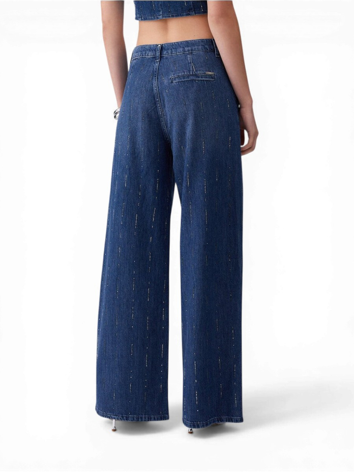 Blauwe loose fit jeans met steentjes Liu Jo 