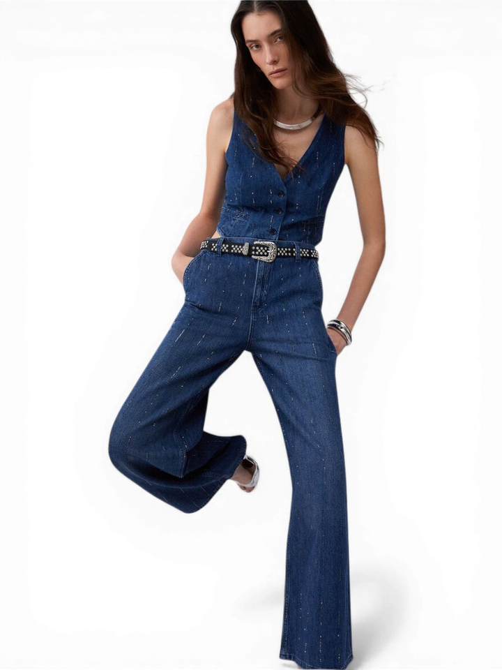 Blauwe loose fit jeans met steentjes Liu Jo 