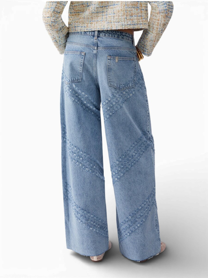 Blauwe uitlopende jeans met lasergegraveerde details Liu Jo 