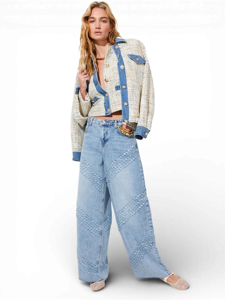 Blauwe uitlopende jeans met lasergegraveerde details Liu Jo 