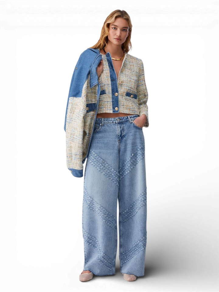 Blauwe uitlopende jeans met lasergegraveerde details Liu Jo 