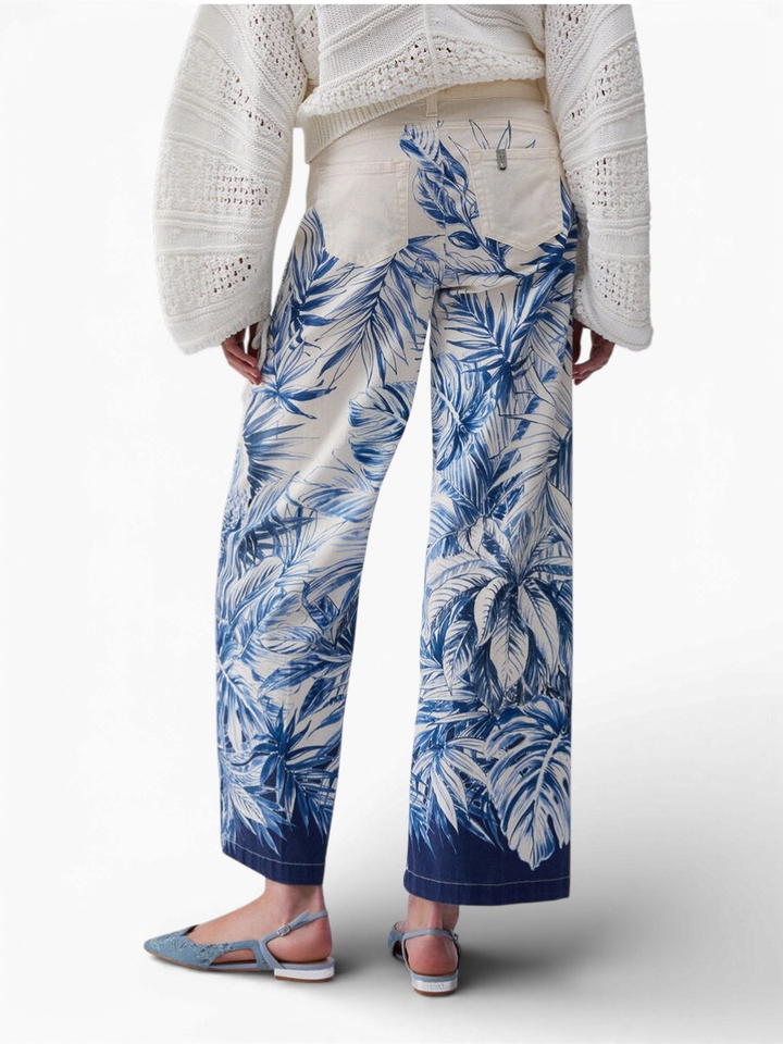 Beige broek met blauwe print Liu Jo