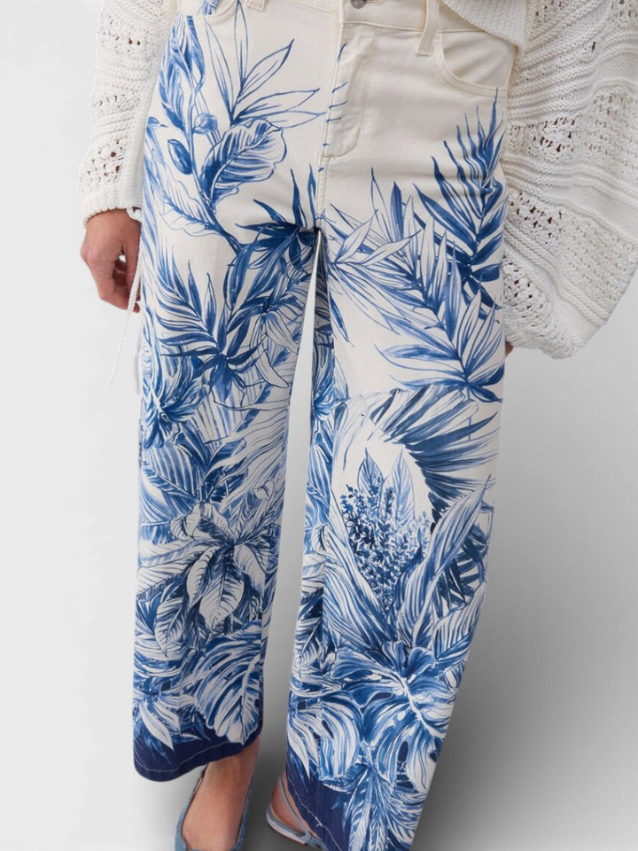Beige broek met blauwe print Liu Jo