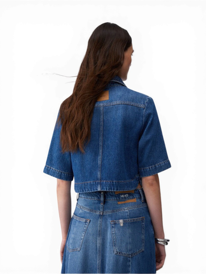 Donkerblauwe jeansjas met korte mouwen Liu Jo 