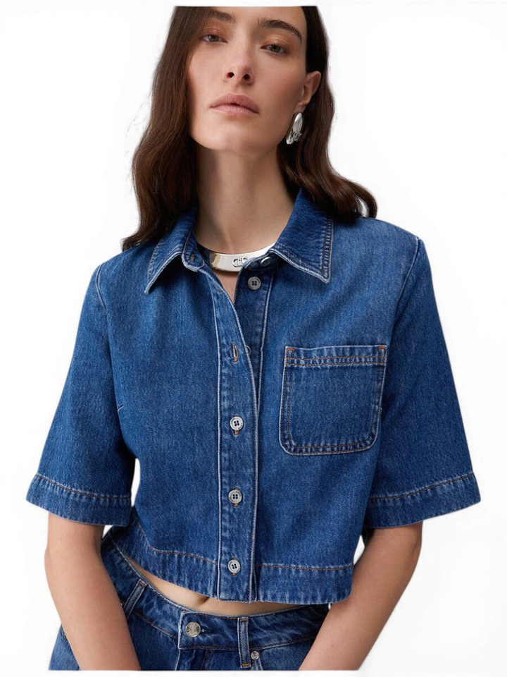 Donkerblauwe jeansjas met korte mouwen Liu Jo 