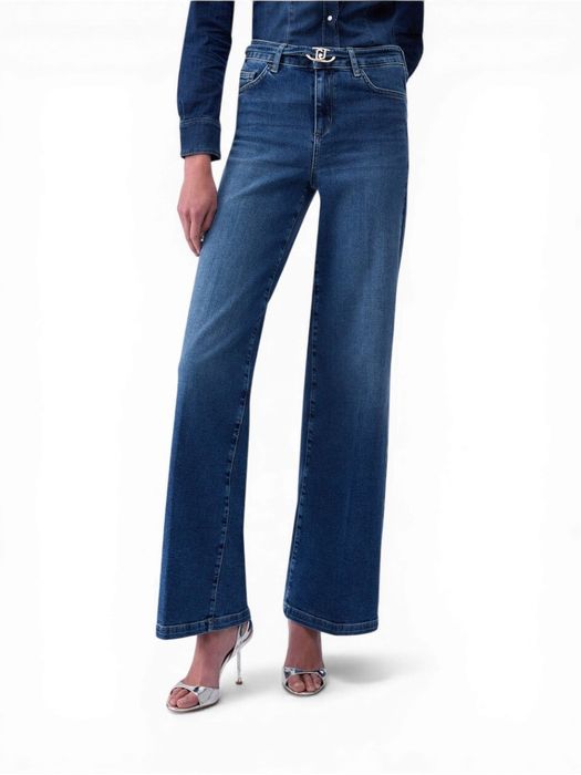 Blauwe flared jeans met riem detail Good flare Liu Jo