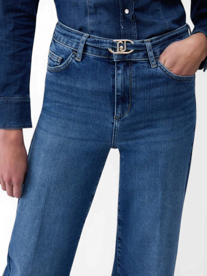 Blauwe flared jeans met riem detail Good flare Liu Jo
