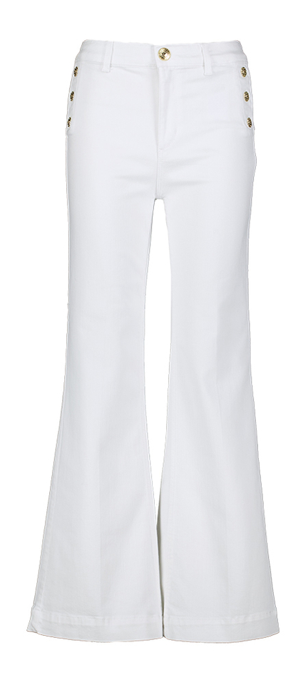 Witte flare jeans met gouden knopen For All Mankind