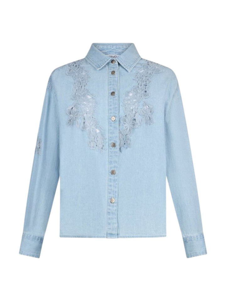 Blauwe denim blouse met kant Liu Jo 
