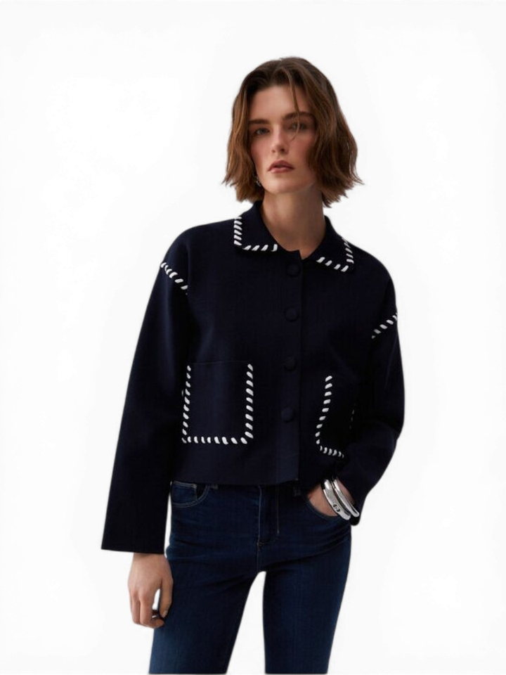 Donkerblauwe gilet met detail Liu JO 
