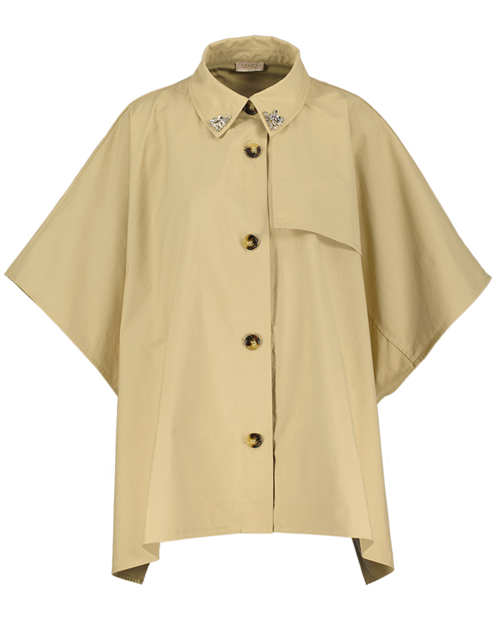 Beige poncho met strass aan de kraag Liu Jo 