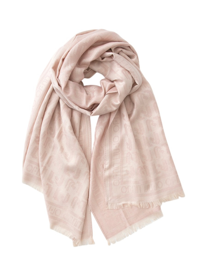 Roze met beige sjaal met metaaldraad en logo motief Liu Jo