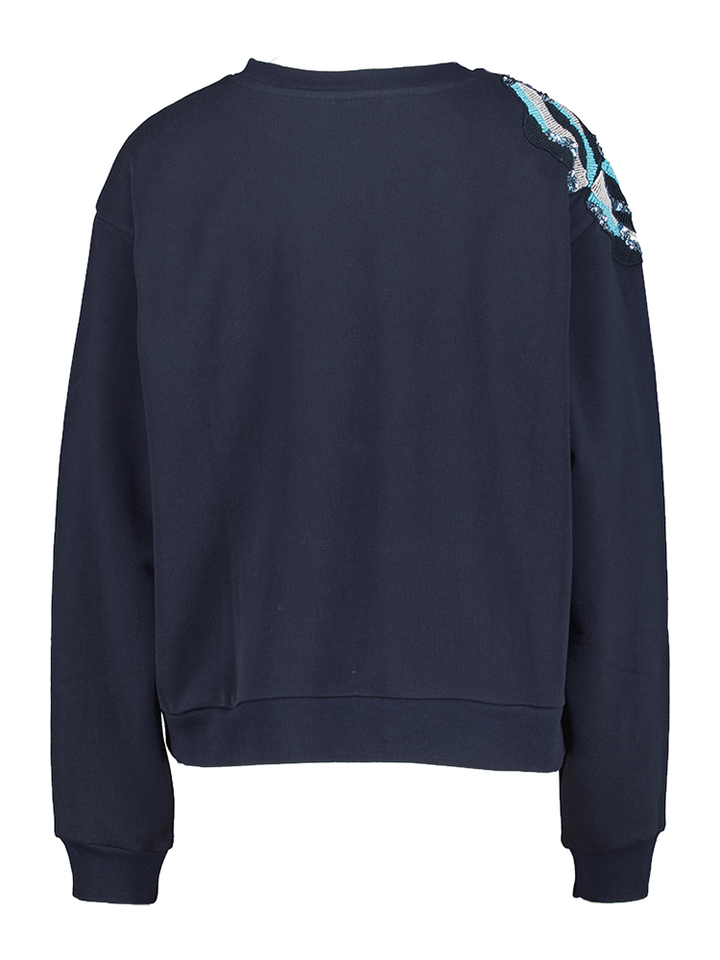 Navy blazer/embellished rose sweater YAS