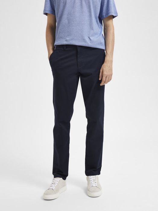 Slim fit mid rise donkerblauwe chino Selected