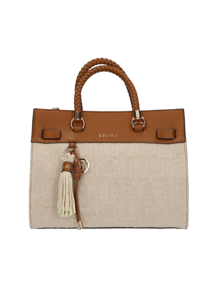 Beige handtas met textiel en leder Liu Jo