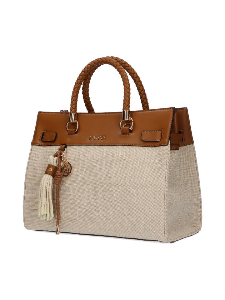 Beige handtas met textiel en leder Liu Jo