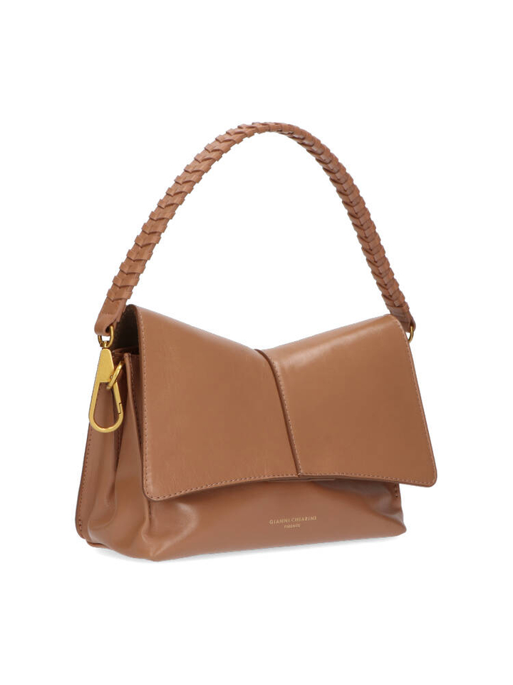 Camel schoudertas met gevlochten riem Diva Gianni Chiarini 