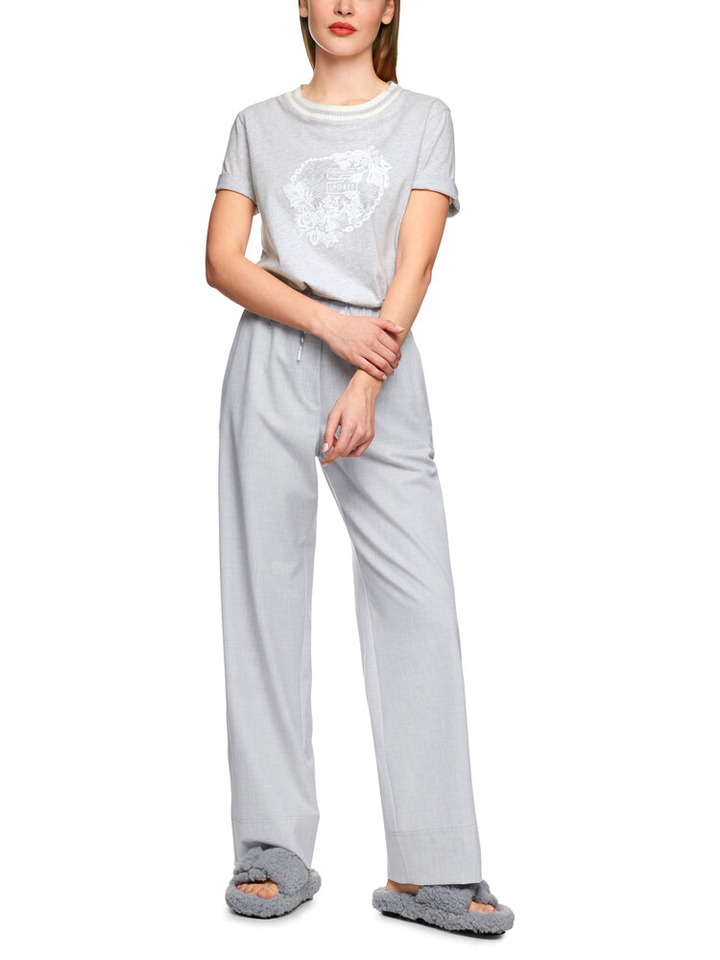 Lichtgrijze katoenen t-shirt met korte mouwen en opdruk Marc Cain sports