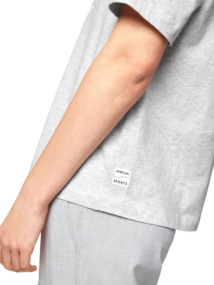 Lichtgrijze katoenen t-shirt met korte mouwen en opdruk Marc Cain sports