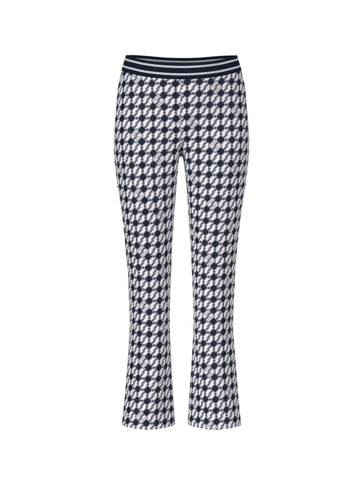 Donkerblauw en witte broek in print met elastiek Marc Cain sports