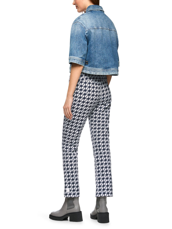 Donkerblauw en witte broek in print met elastiek Marc Cain sports