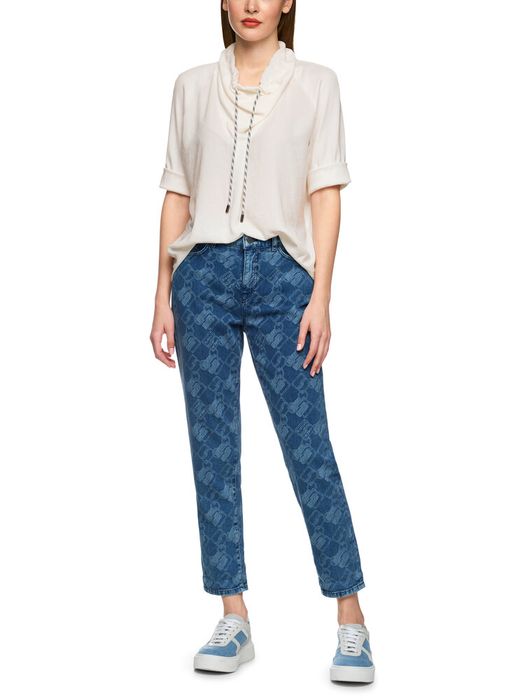 Ecru pull met watervalkraag en driekwart mouwen Marc Cain sports