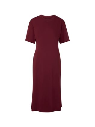 Marc Cain collections Bordeaux lang kleed met split onderaan