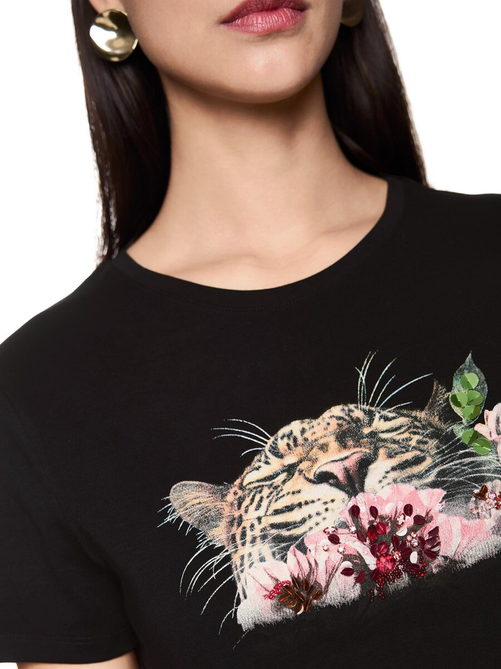 Zwarte t-shirt met opdruk Marc Cain collections