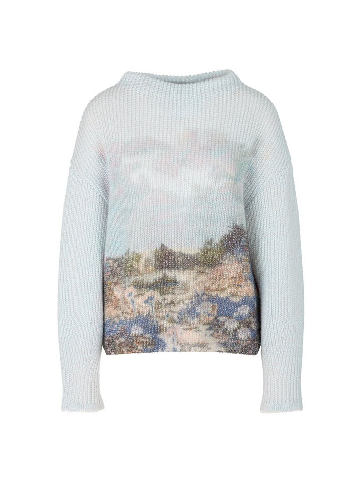 Lila kleurige gebreide trui met print Marccain Collection