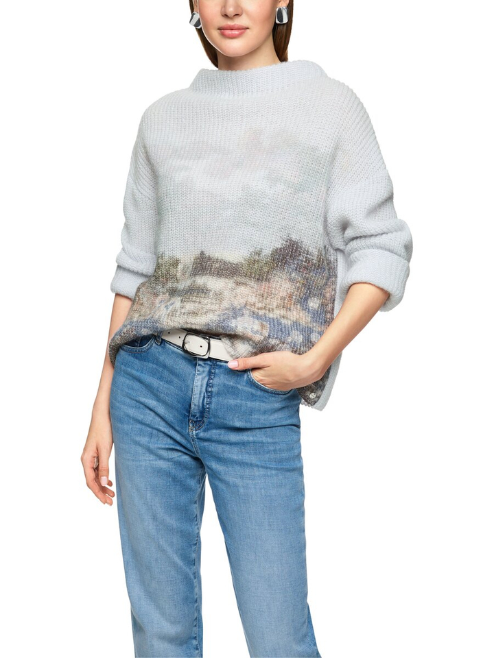 Lila kleurige gebreide trui met print Marccain Collection