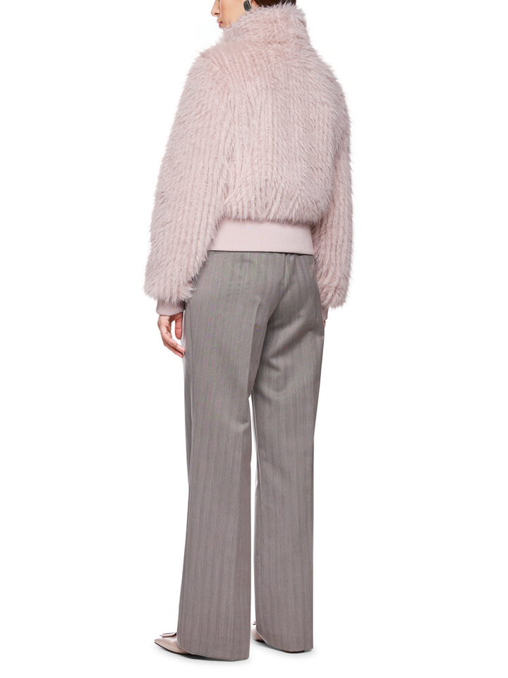 Taupe kleurige korte jas van imitatiebont Marccain Collection