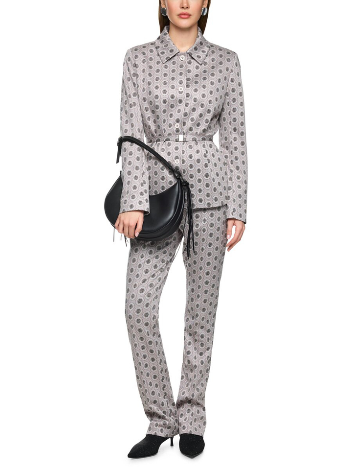 Taupe kleurige vest met print en riem Marccain Collection