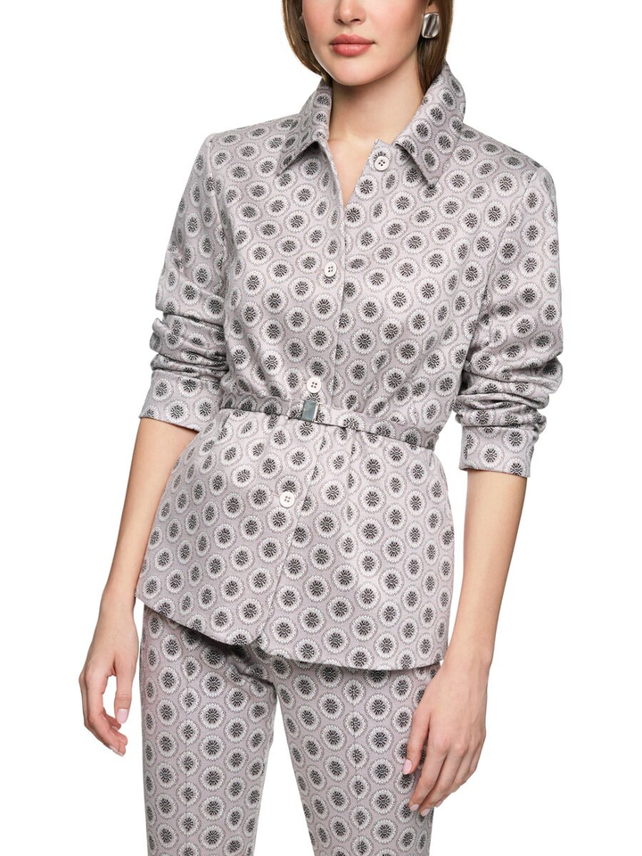 Taupe kleurige vest met print en riem Marccain Collection