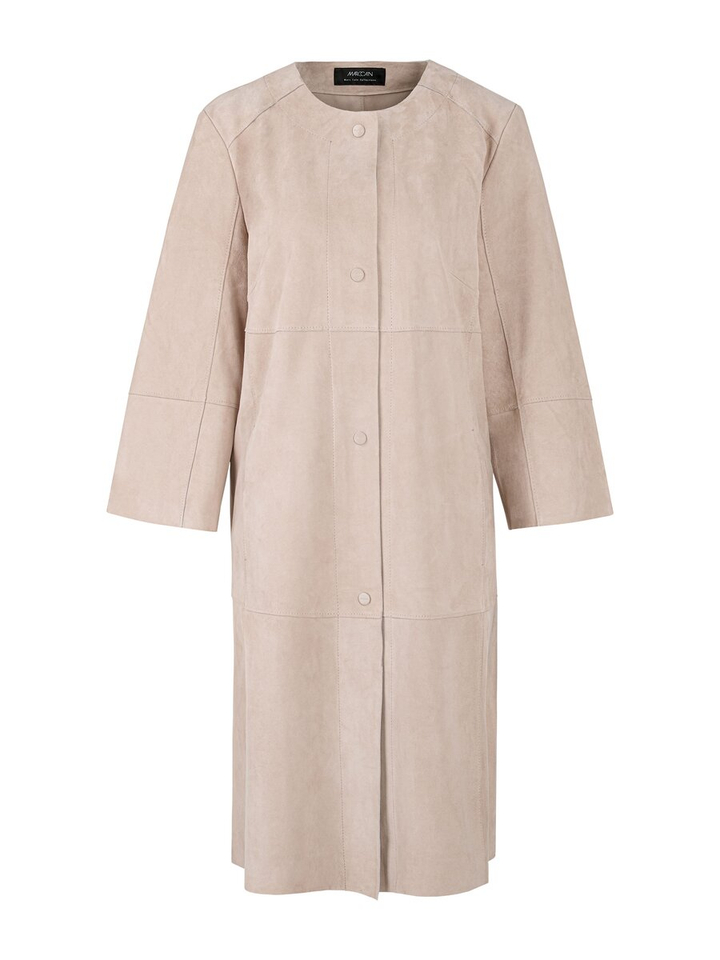 Taupe kleurige halflange jas in leder Marccain Vollection